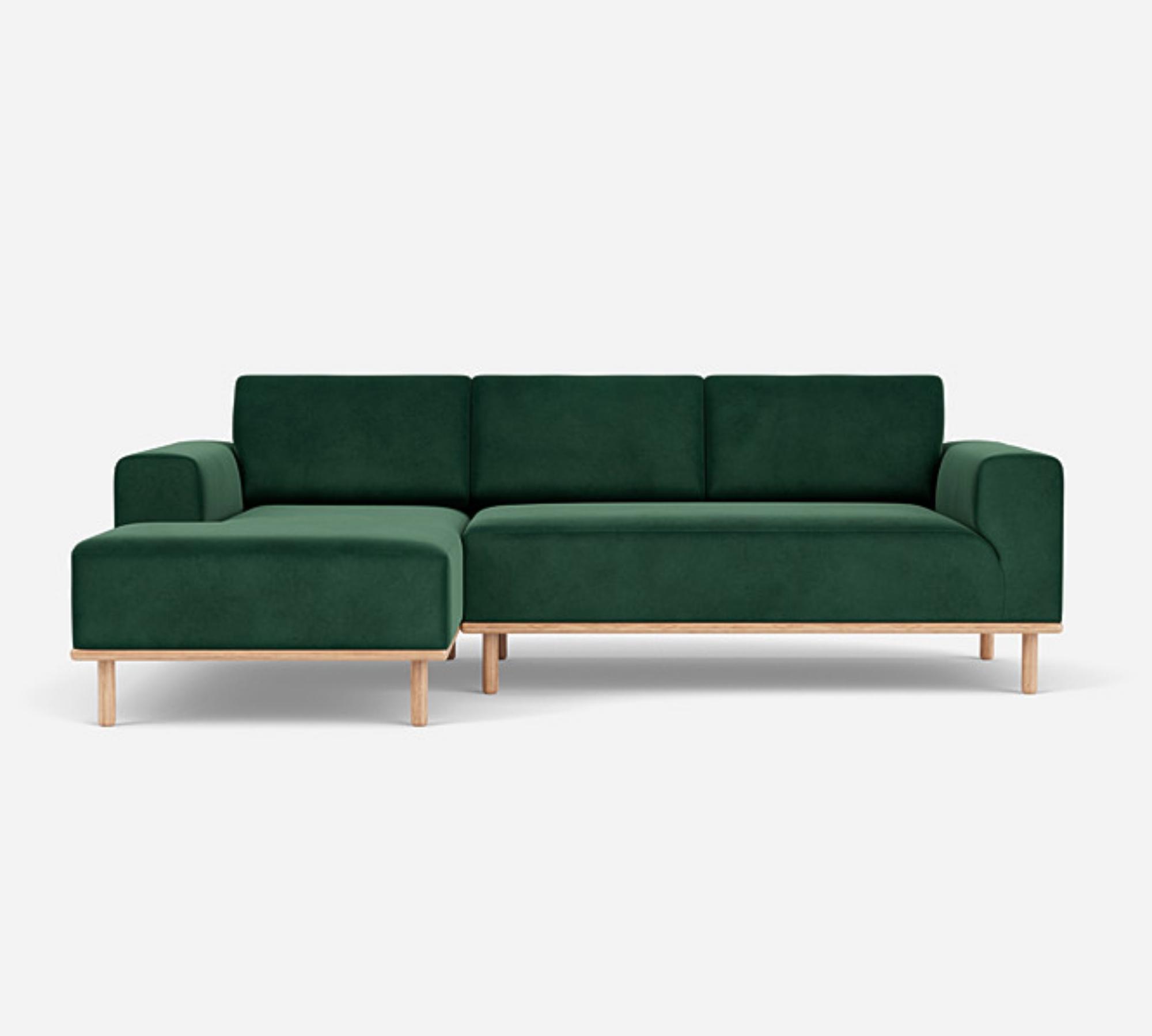 Vilmar 3-Sitzer Sofa Recamiere links Velour Lux Dark Green