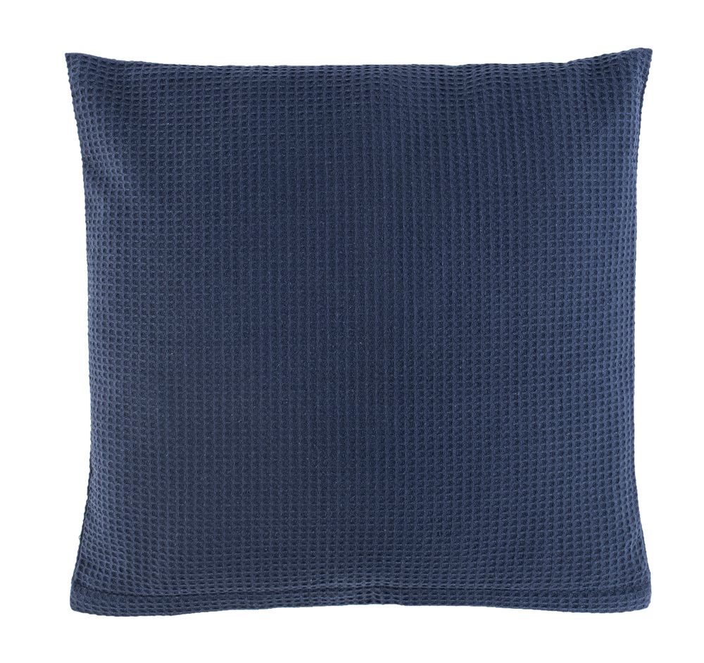 Kissen und Decken Set aus Waffelpiqué 100% Baumwolle Blau