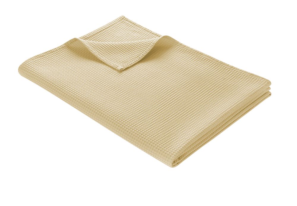 Leichte Decke aus Waffelpiqué 100% Baumwolle Beige Single
