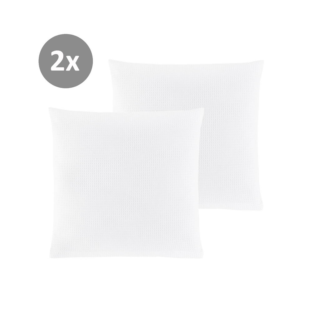 2x Kissenhülle aus Waffelpique 100% Baumwolle Weiß