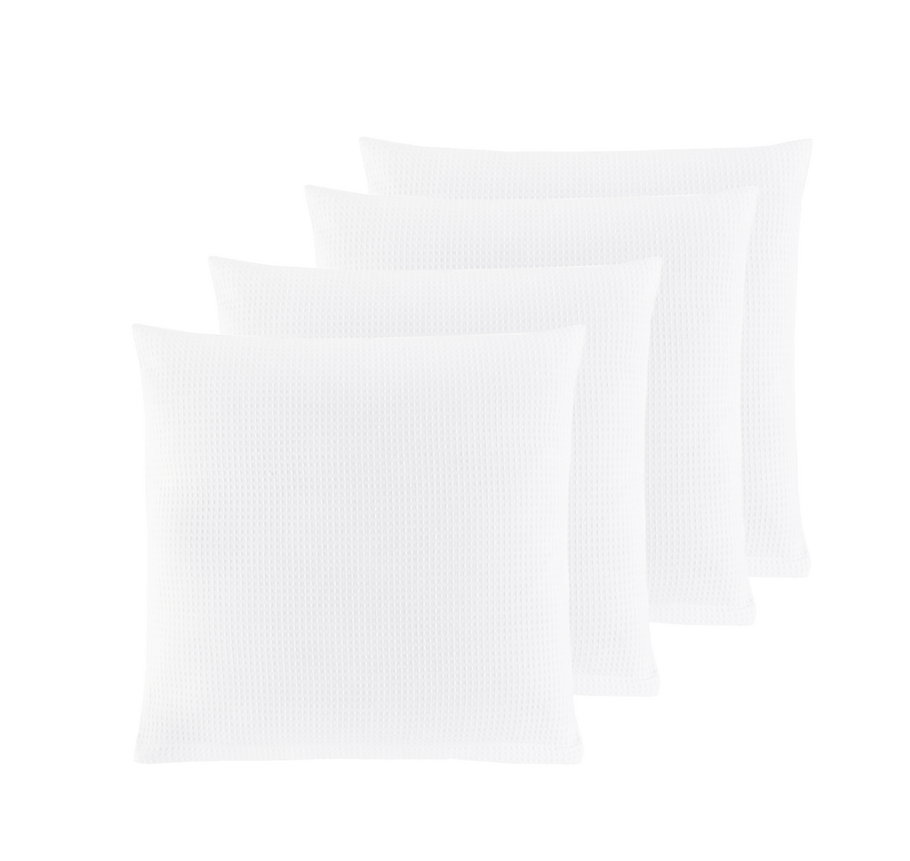 4x Kissenhülle aus Waffelpique 100% Baumwolle Weiß
