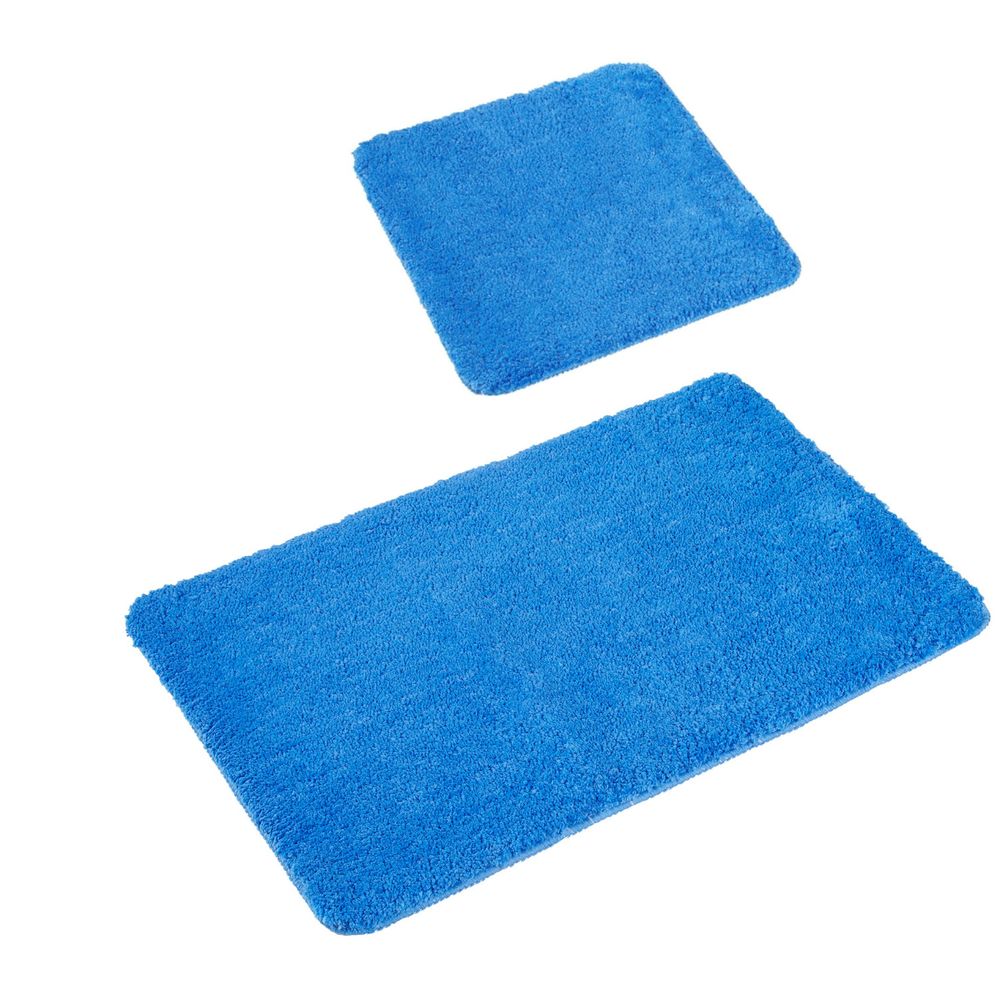 2tlg. Badematten-Set Microfaser Blau
