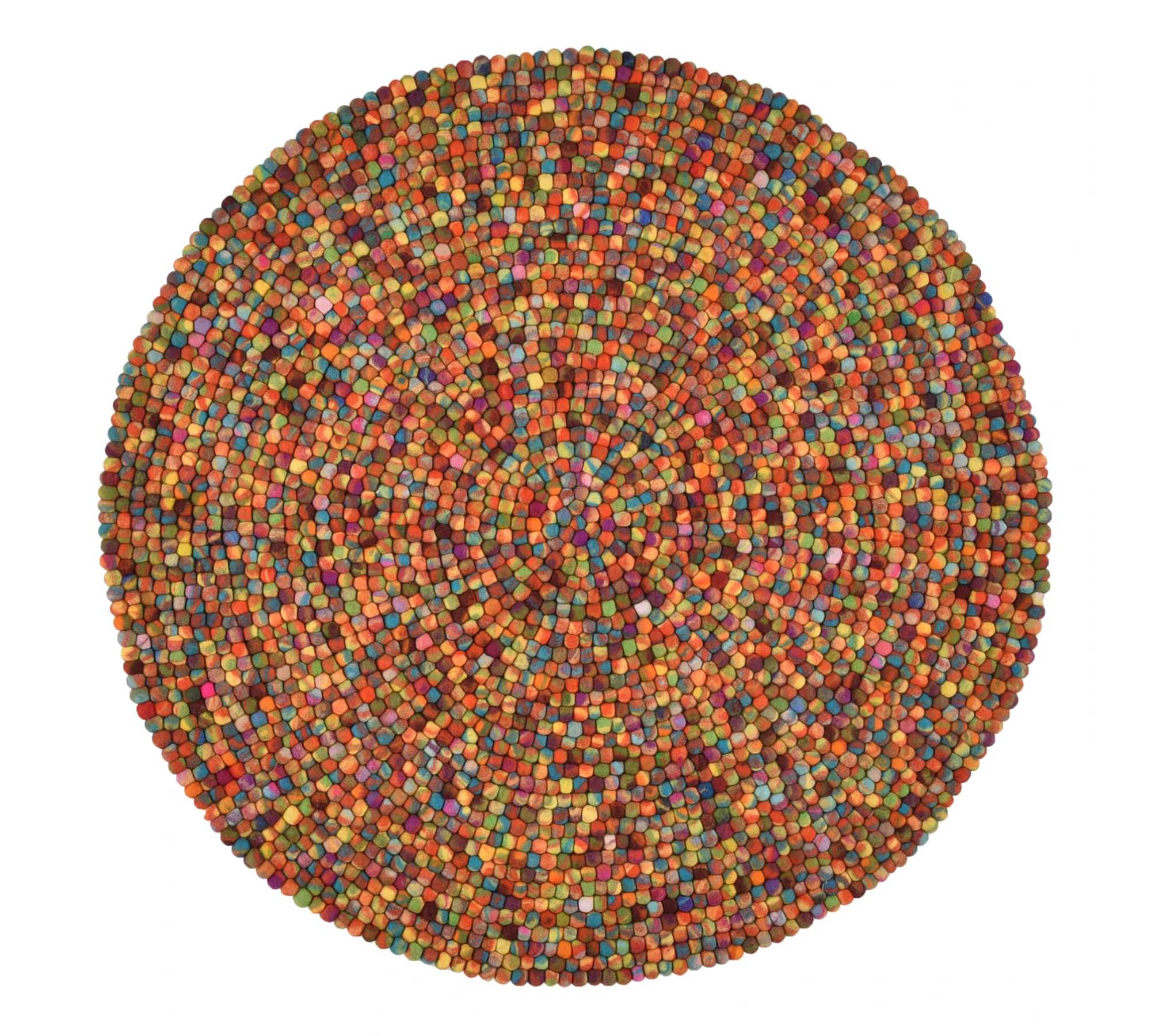 Runder Wollteppich Schurwolle Multicolor ⌀ 34cm