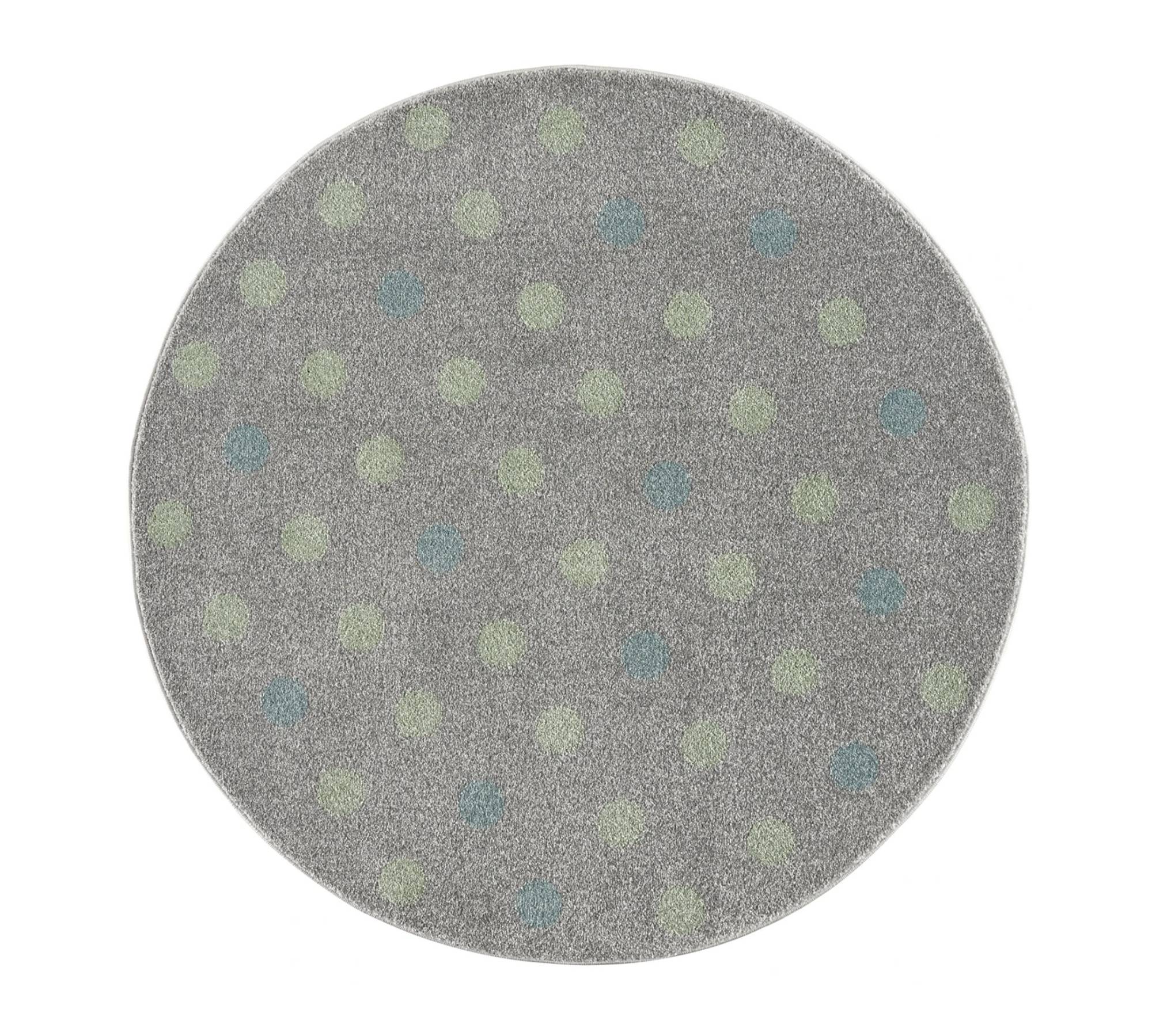 Kurzflorteppich Rund Kunstfaser Grau Polka Dot