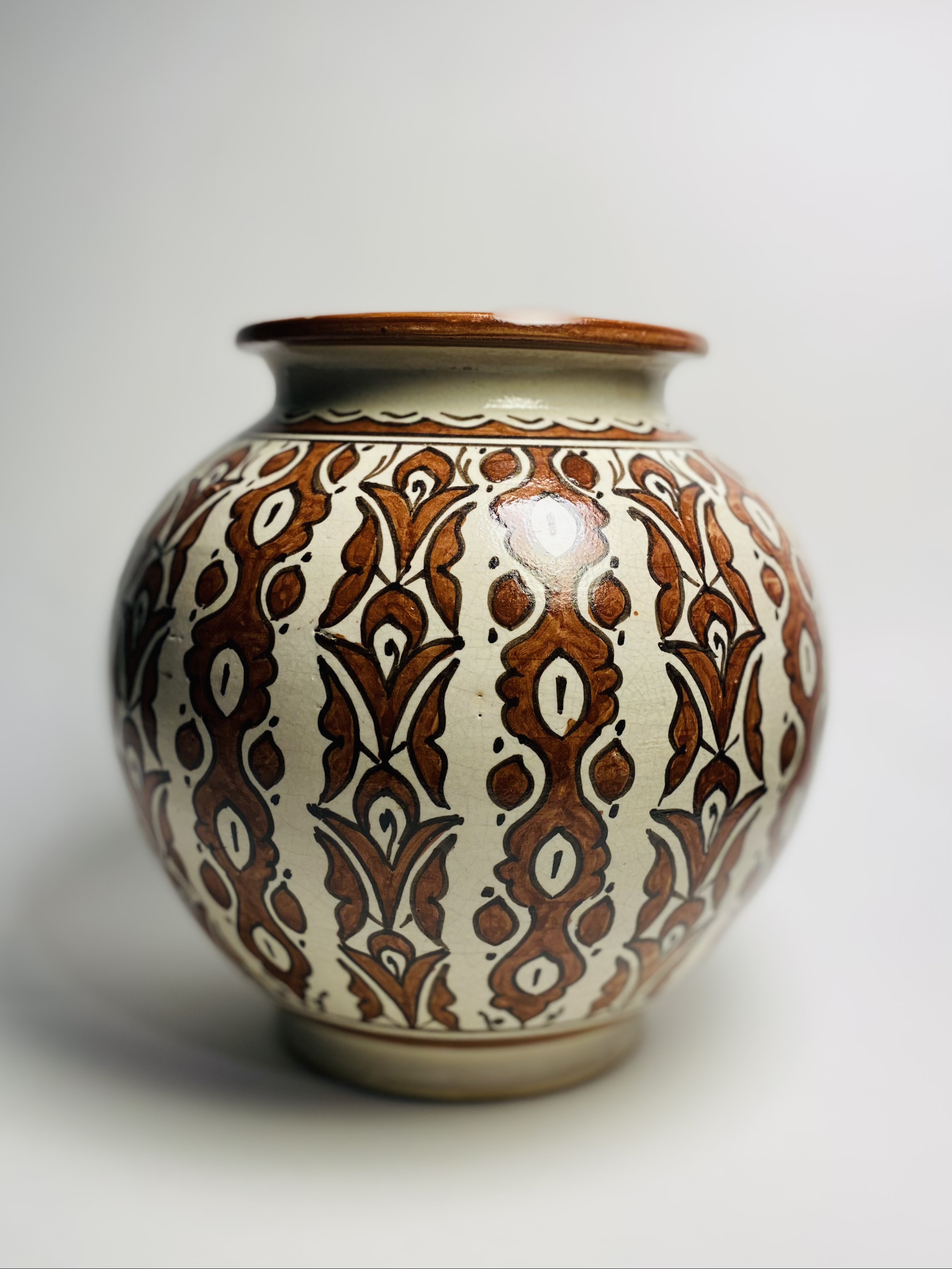 Vintage marokkanische handbemalte Keramikvase