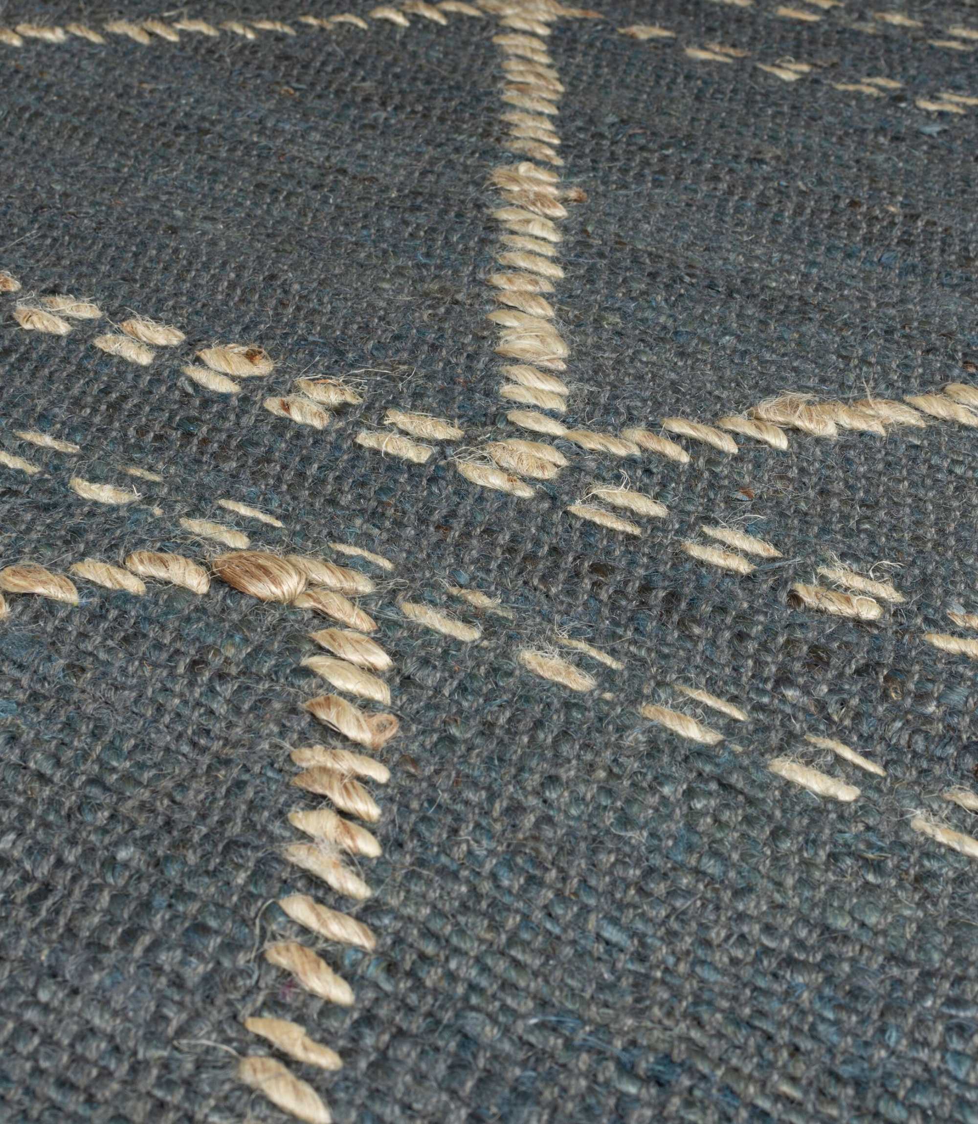 Jute-Teppich Rhombi Handgewebt Blau 160x230