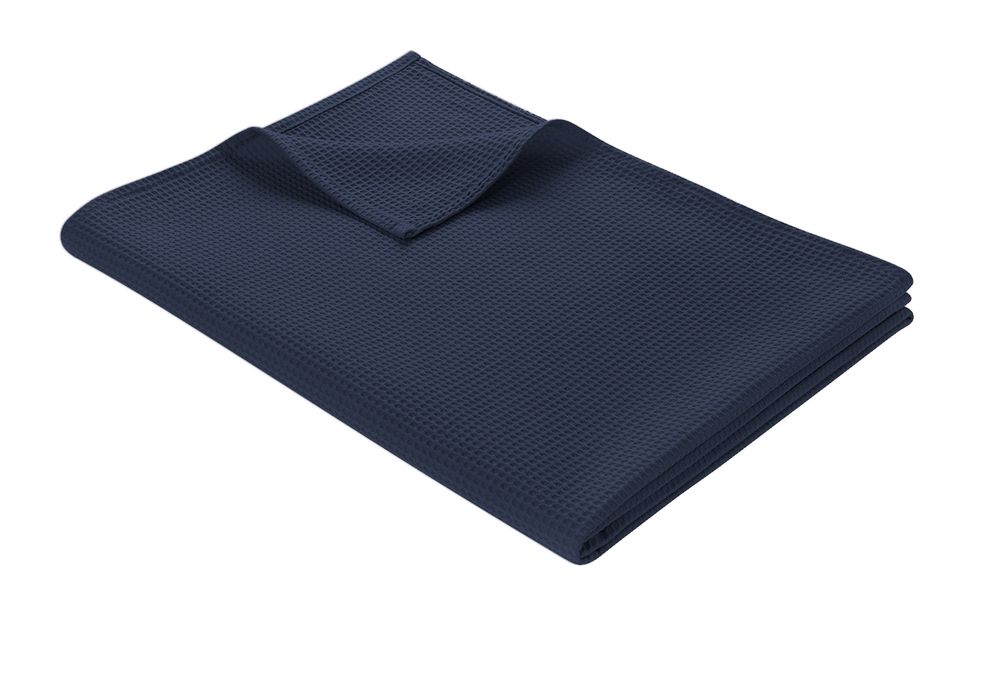 Leichte Decke aus Waffelpiqué 100% Baumwolle Navy Single