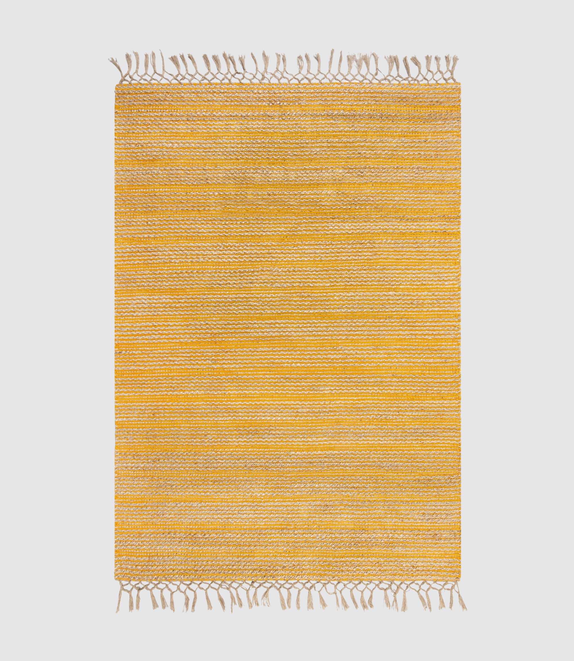 Jute-Chenille-Teppich Equinox Handgewebt Ockergelb 120x170