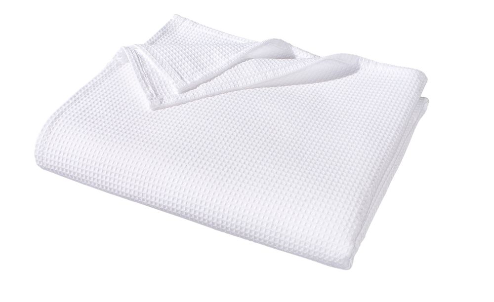 Leichte Decke aus Waffelpiqué 100% Baumwolle Weiß Queen