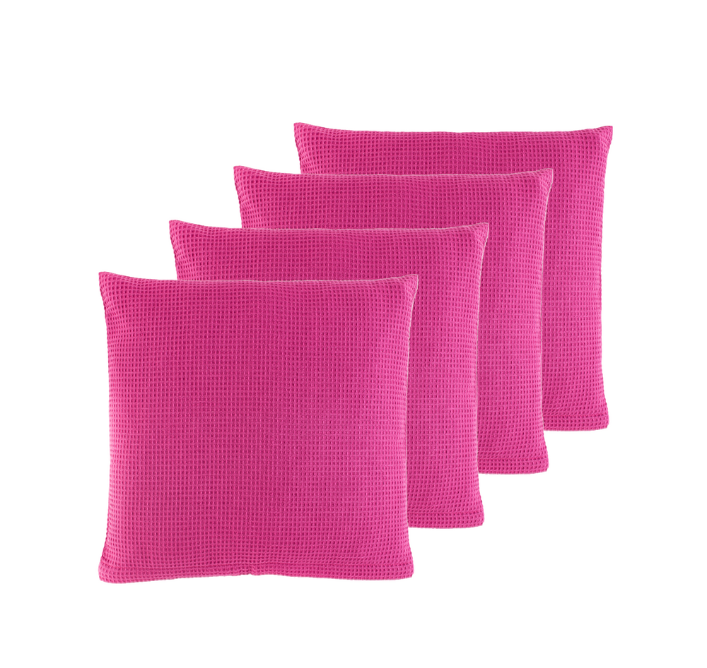 4x Kissenhülle aus Waffelpiqué 100% Baumwolle Pink