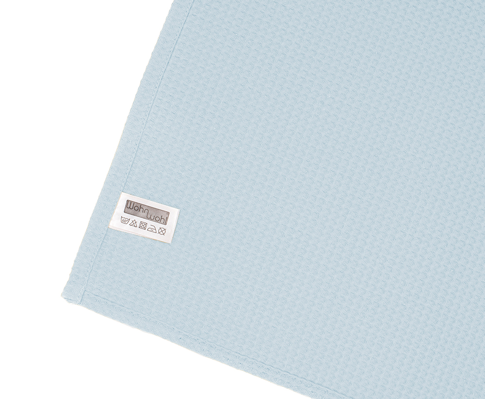 Leichte Decke aus Waffelpiqué 100% Baumwolle Hellblau Single