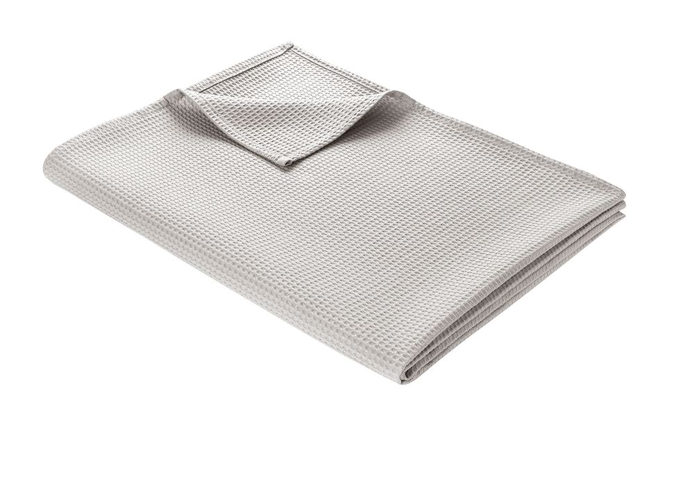 Leichte Decke aus Waffelpiqué 100% Baumwolle Hellgrau