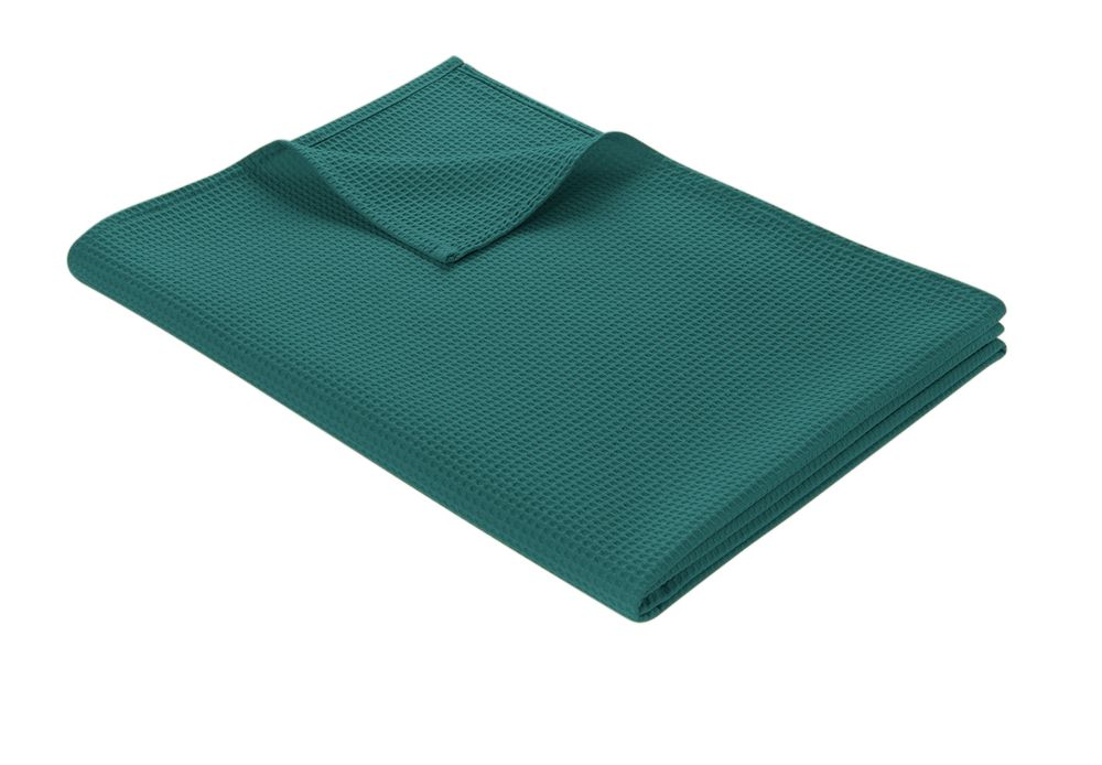 Leichte Decke aus Waffelpiqué 100% Baumwolle Petrol Single