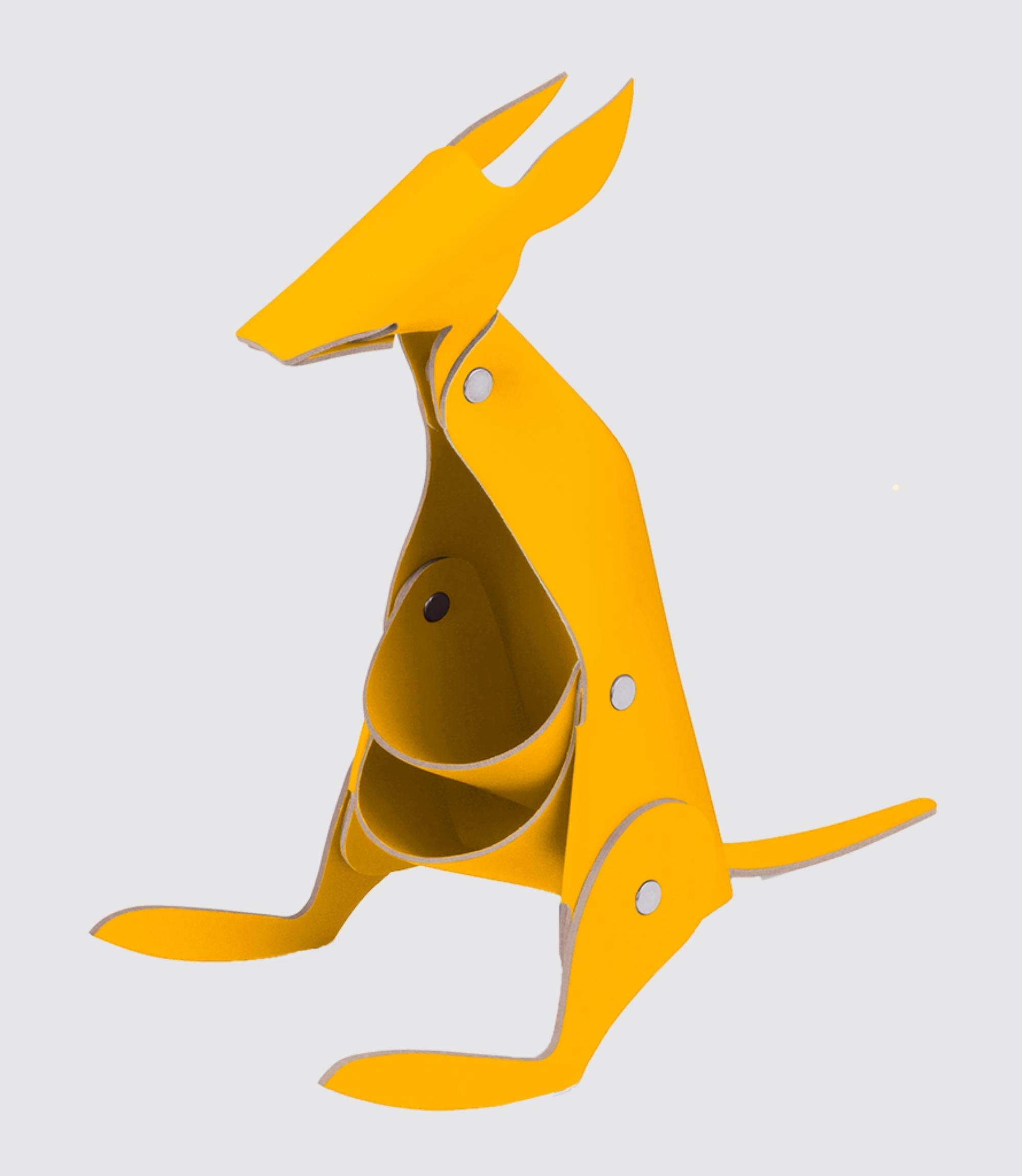 Känguru Schreibtischhelfer aus 100% Recyceltem Leder Gelb