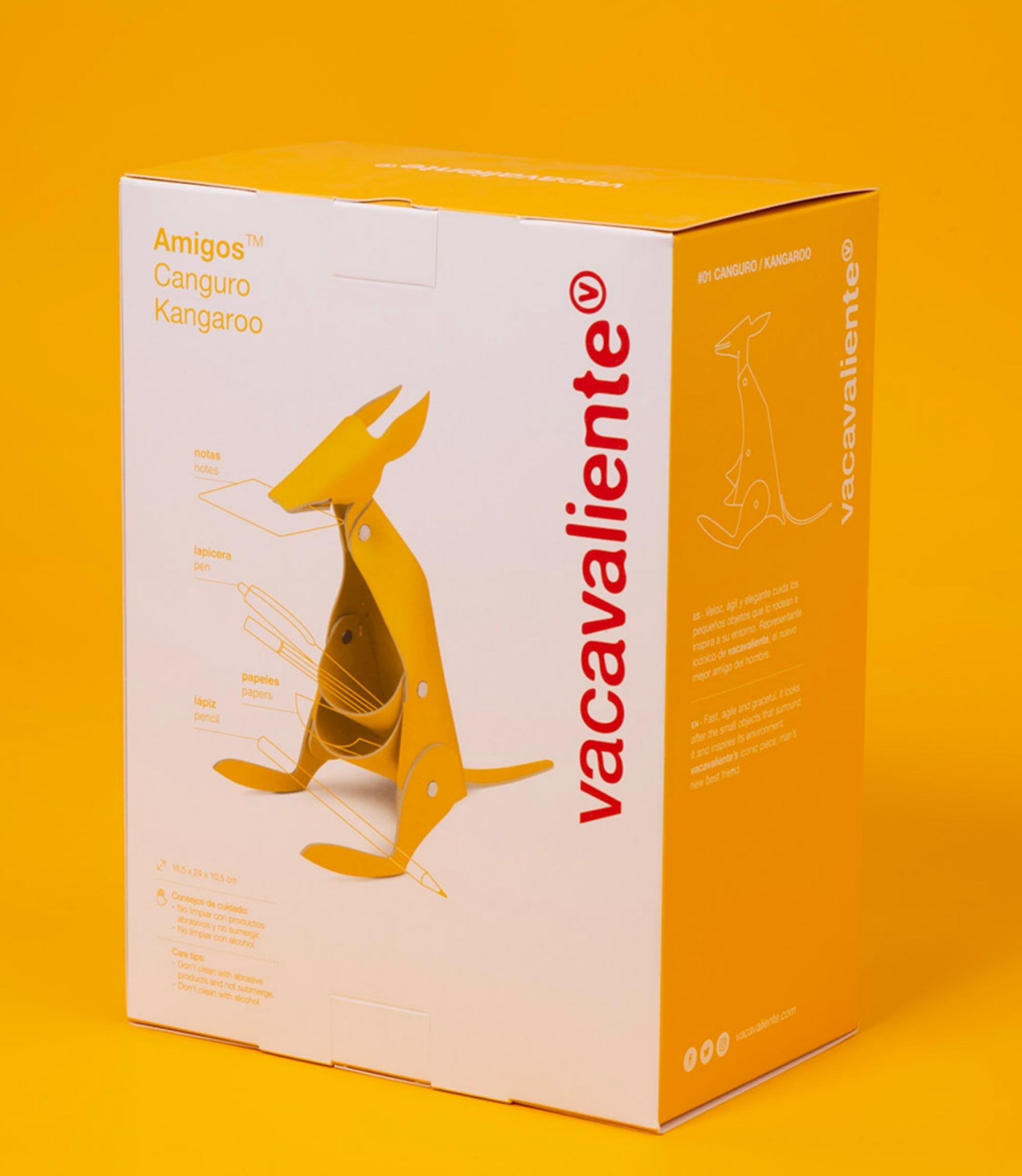 Känguru Schreibtischhelfer aus 100% Recyceltem Leder Gelb