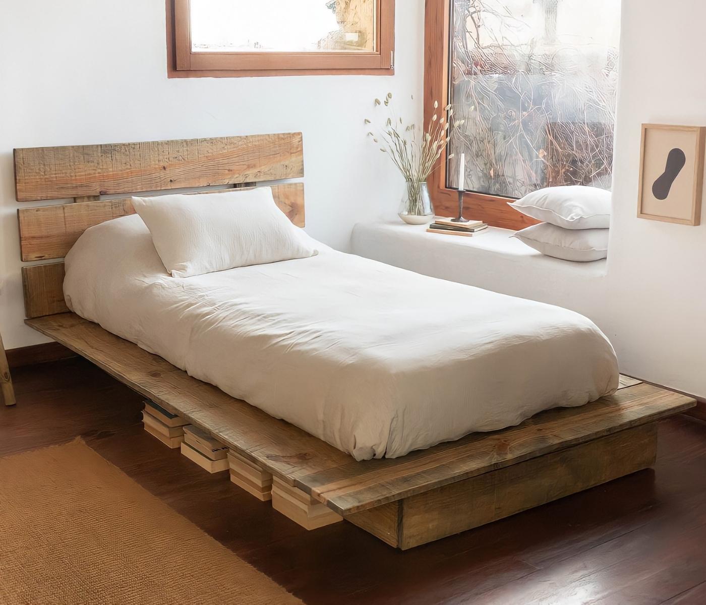  Tatami-Einzelbettgestell aus recyceltem Holz