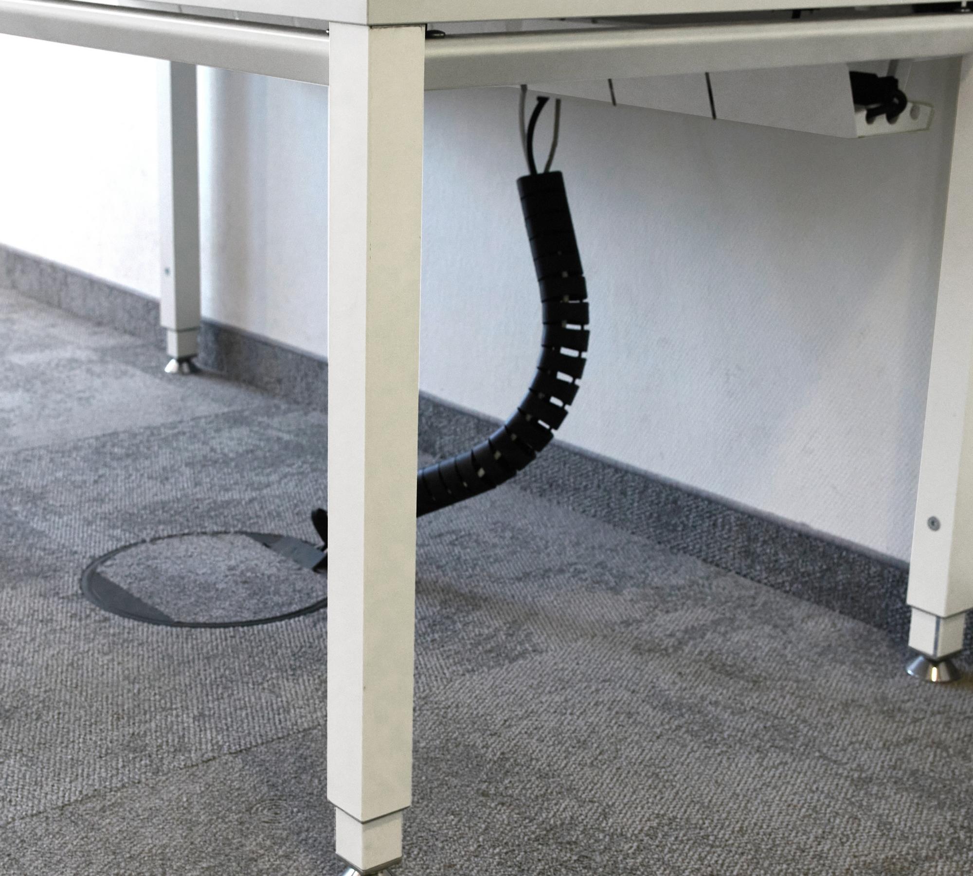 Schreibtisch Höhenverstellbar mit Kabellauf Weiß 