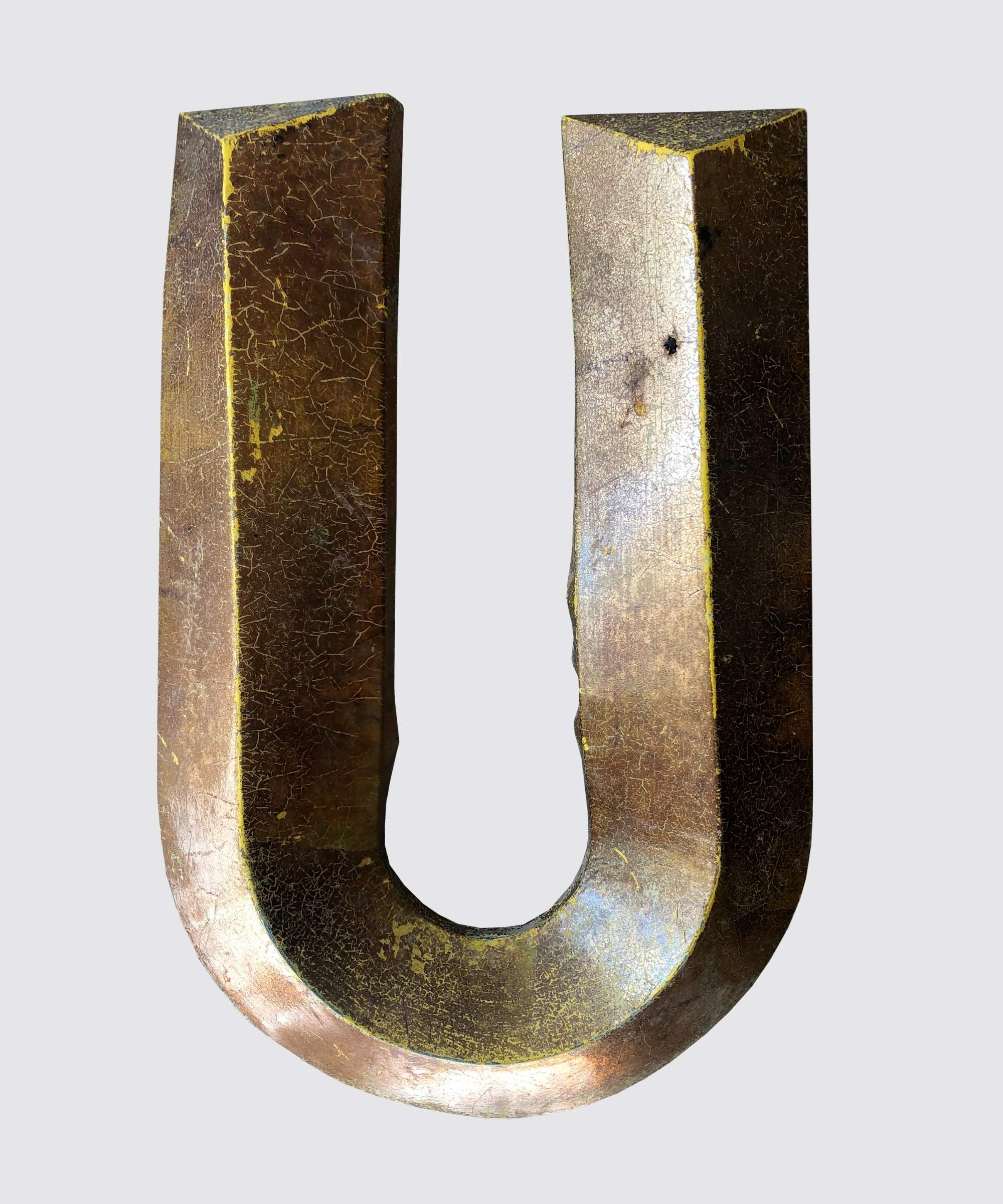 Vintage Metall Buchstabe Goldoptik "U"