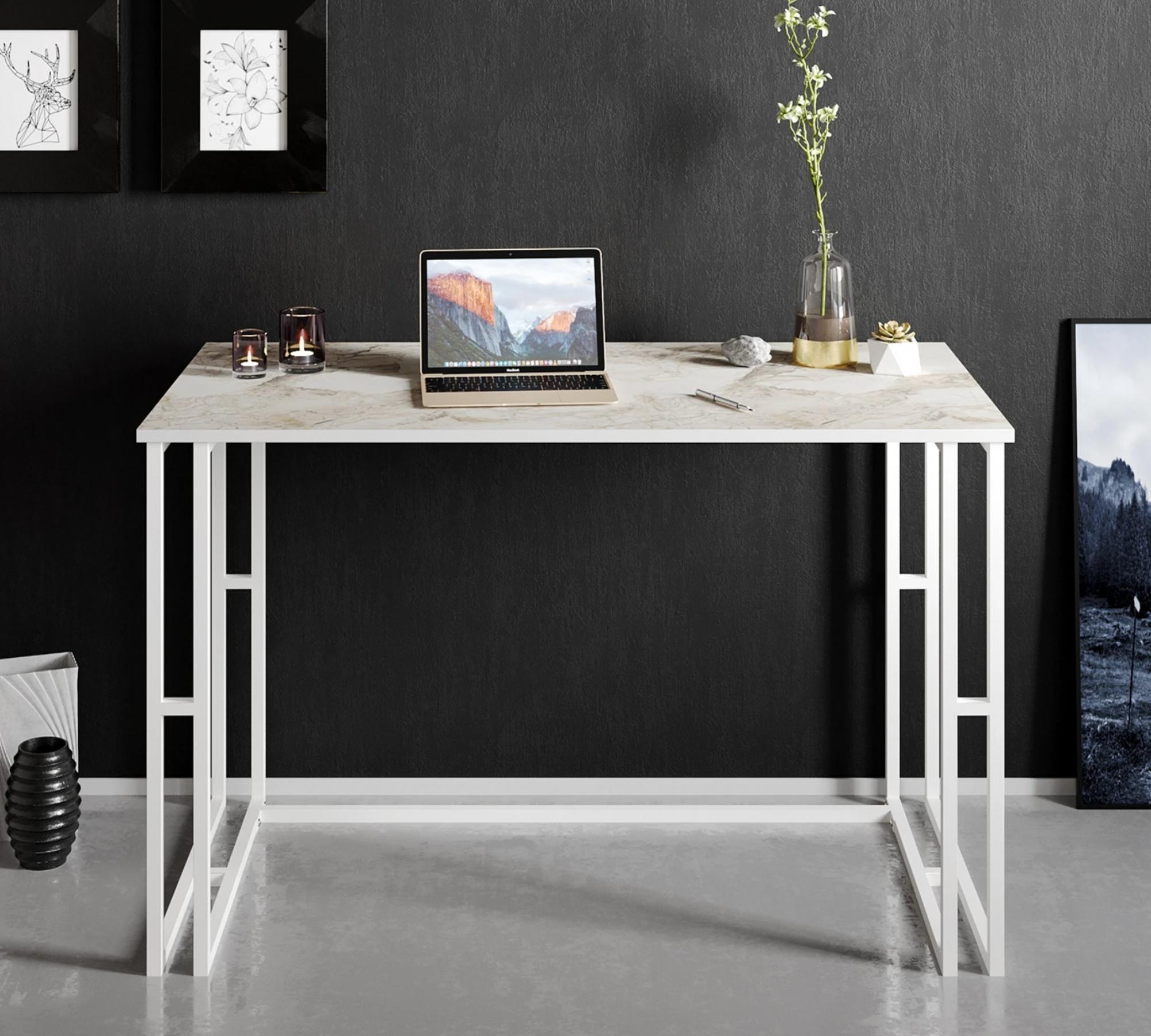 Schreibtisch Marmor Dekor Weiß