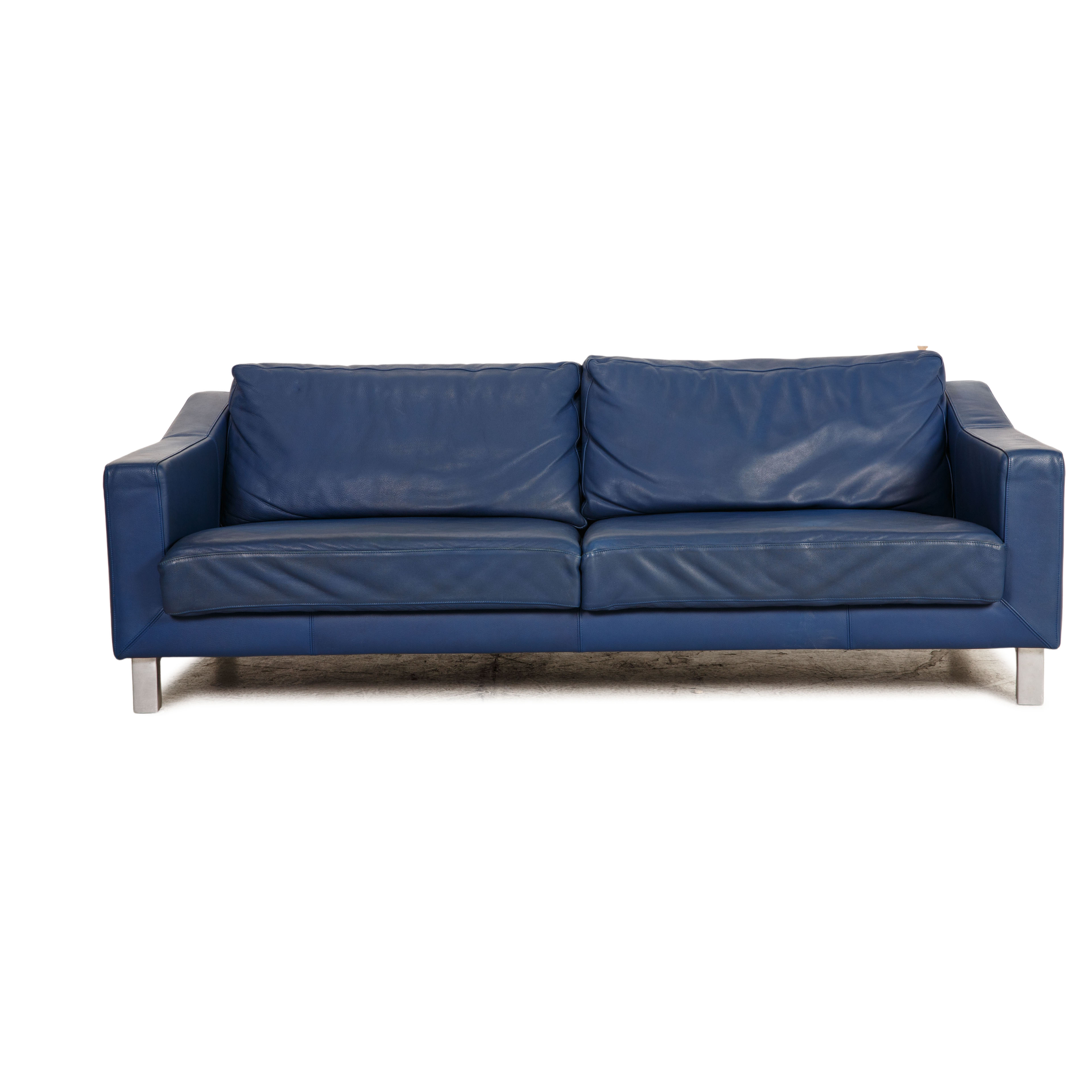 Sofa 3-Sitzer Leder Blau