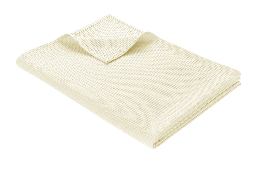 Leichte Decke aus Waffelpiqué 100% Baumwolle Creme Queen