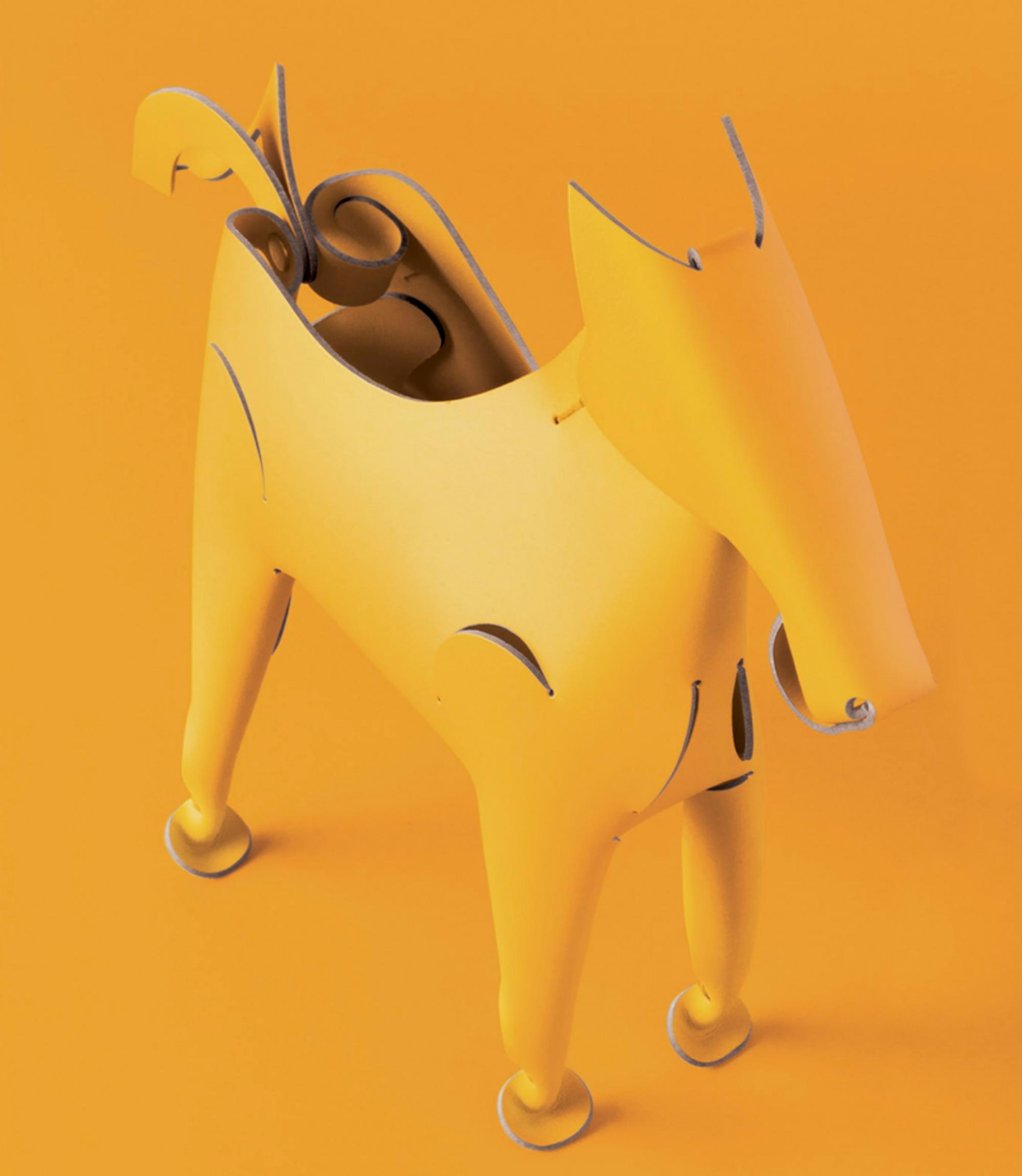 Pferd Schreibtischhelfer aus 100% Recyceltem Leder Gelb