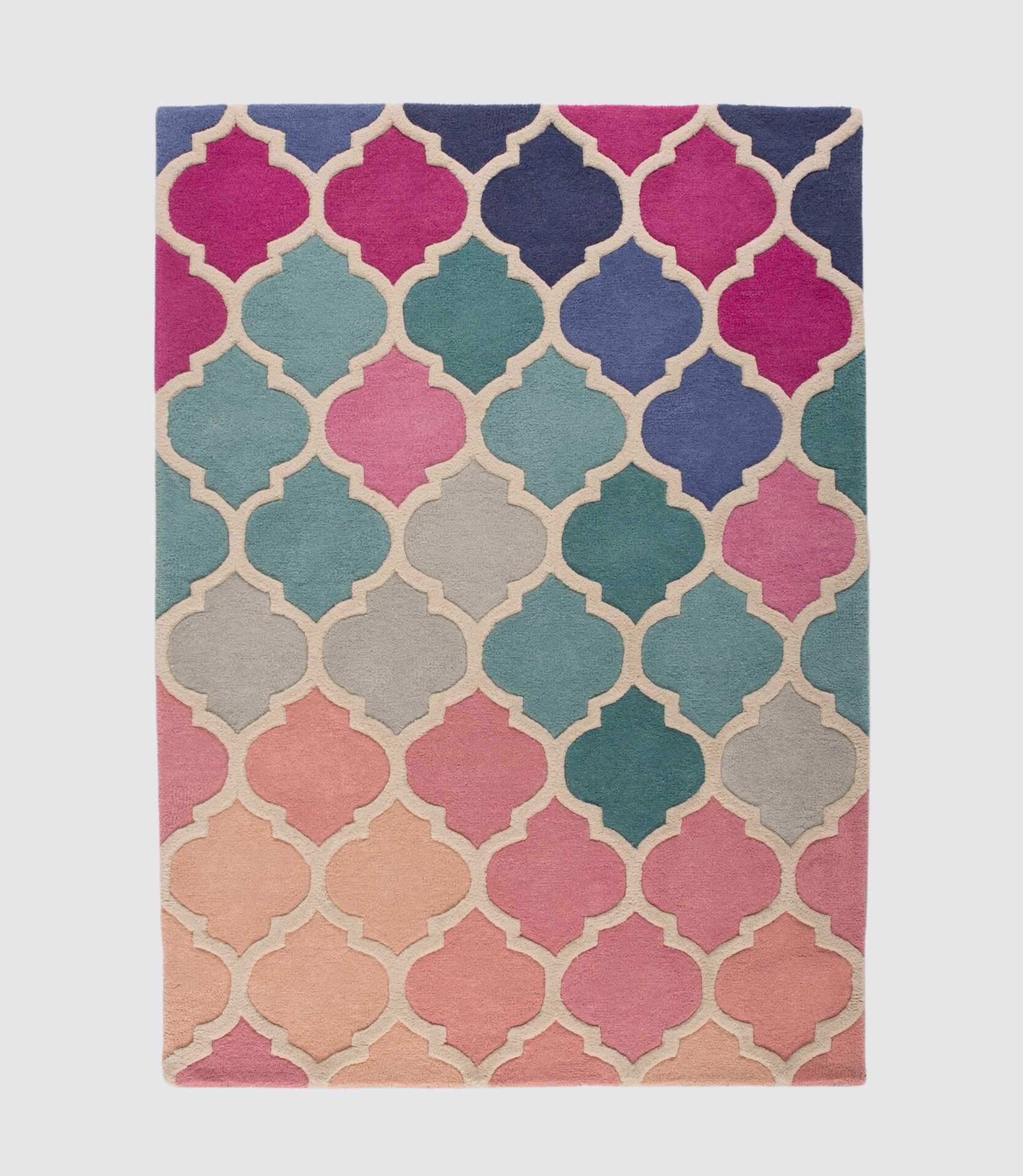 Wollteppich Rosella Handgefertigt Pink/Blau 200x290