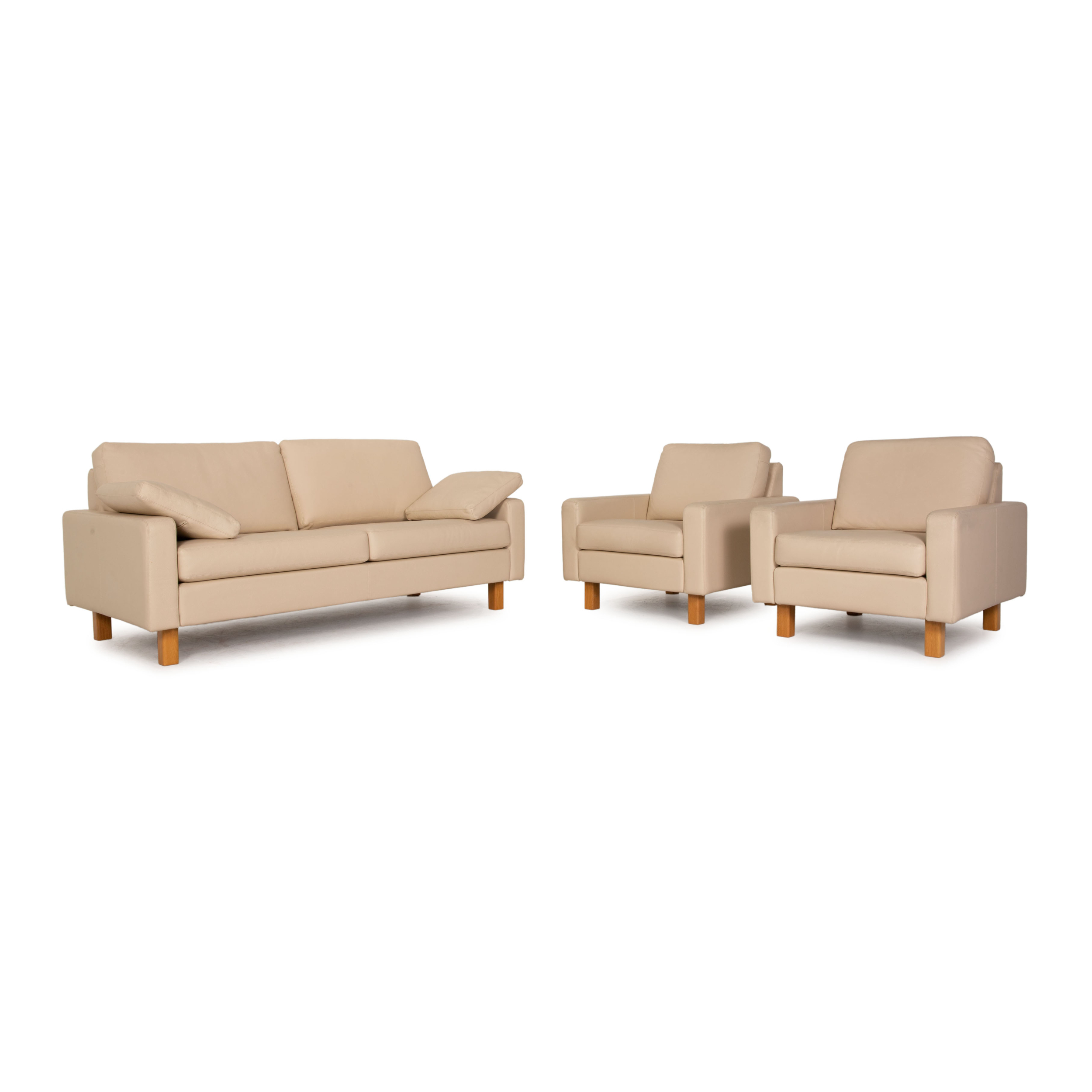 Conseta Sofa 2-Sitzer + 2x Sessel Leder Beige