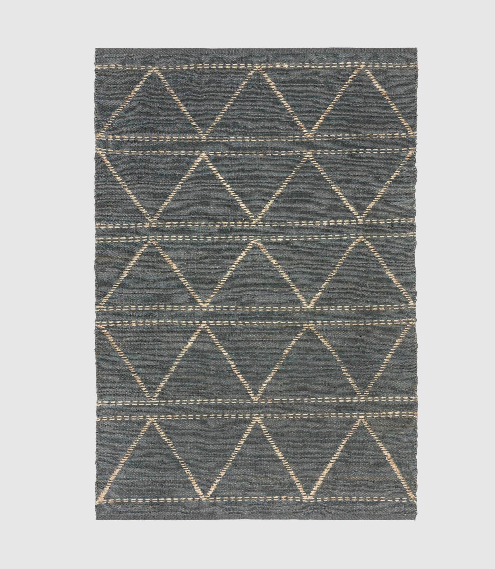 Jute-Teppich Rhombi Handgewebt Blau 120x170