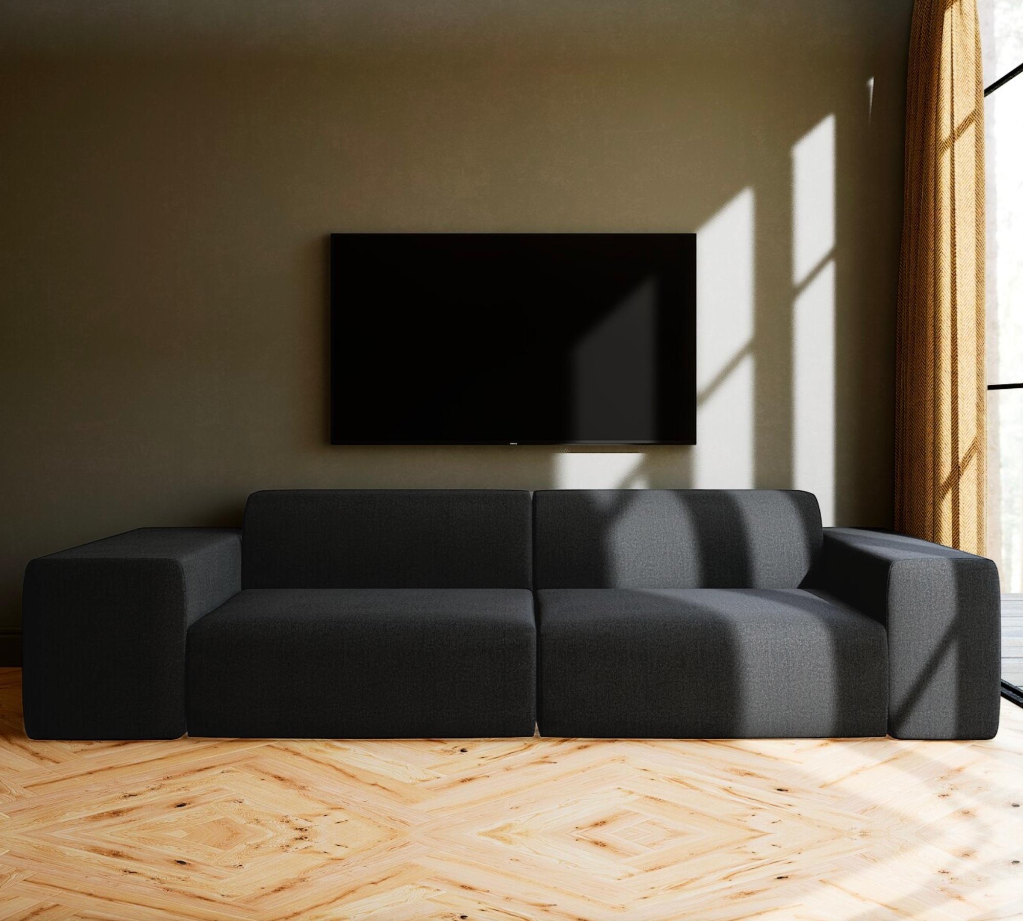 Pyllow 2-Sitzer Sofa Feingewebe Schwarz