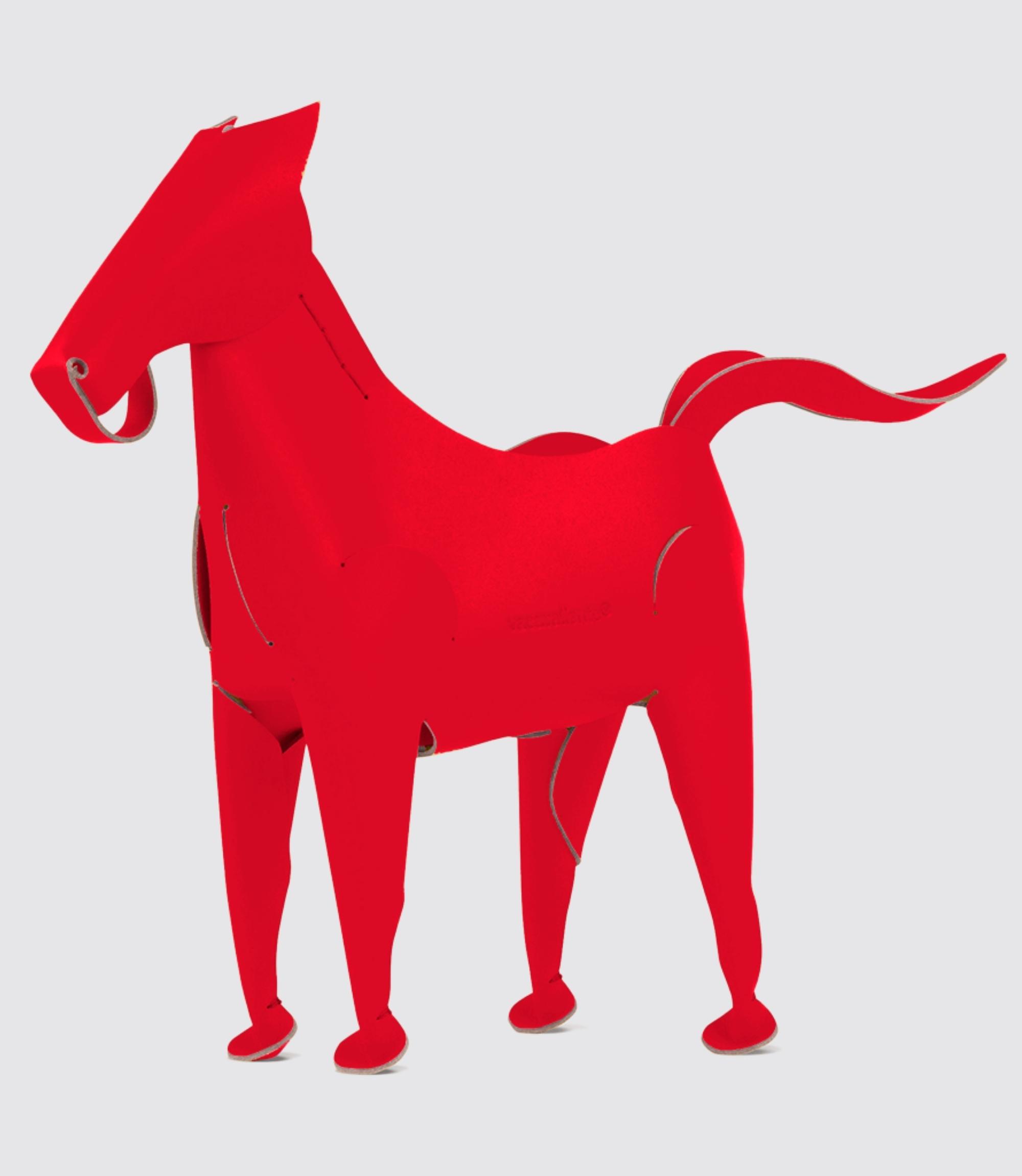 Pferd Schreibtischhelfer aus 100% Recyceltem Leder Rot