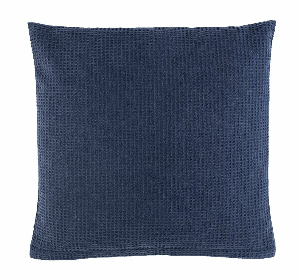 Kissen und Decken Set aus Waffelpiqué 100% Baumwolle Blau 2
