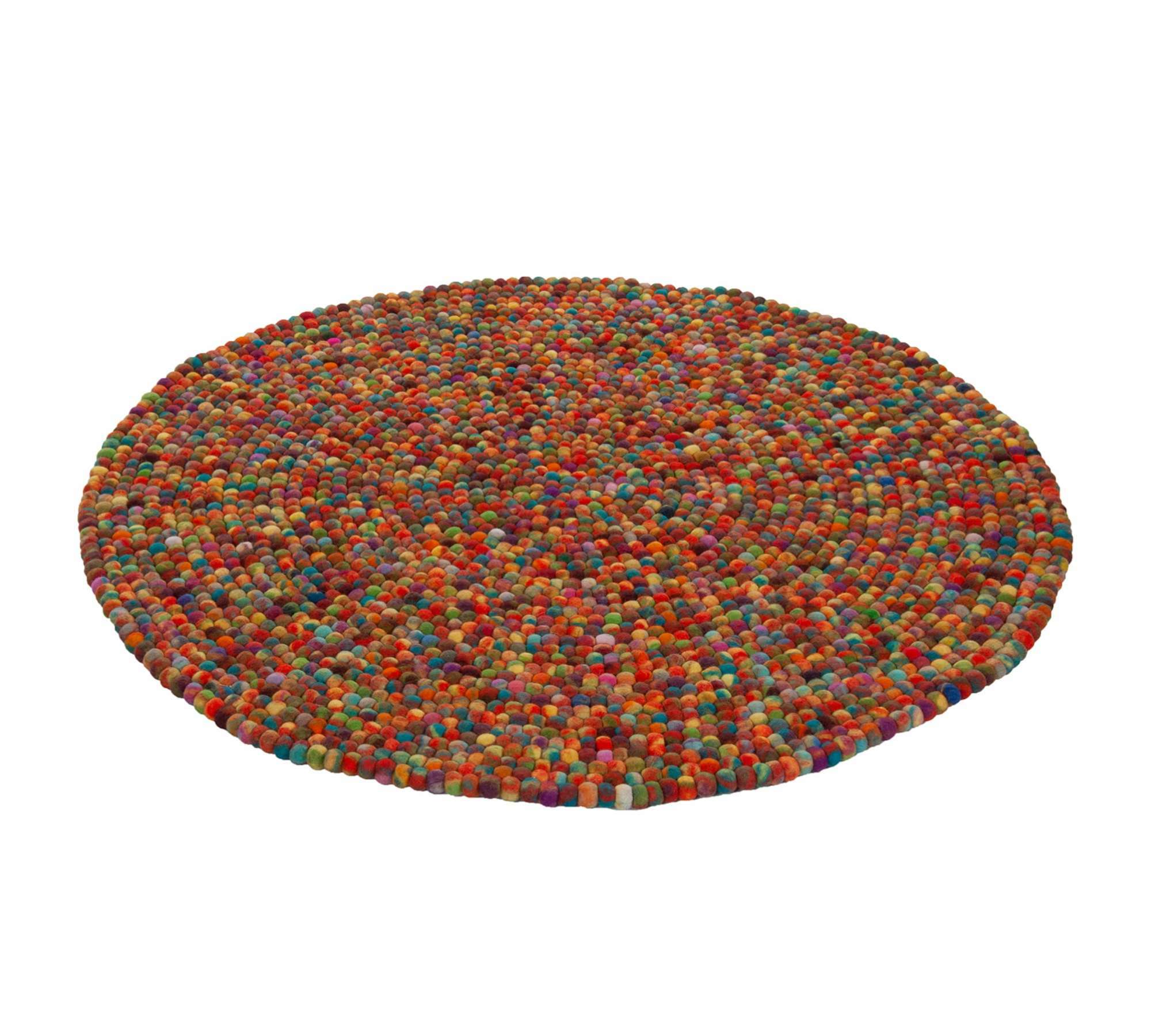 Runder Wollteppich Schurwolle Multicolor ⌀ 34cm 1