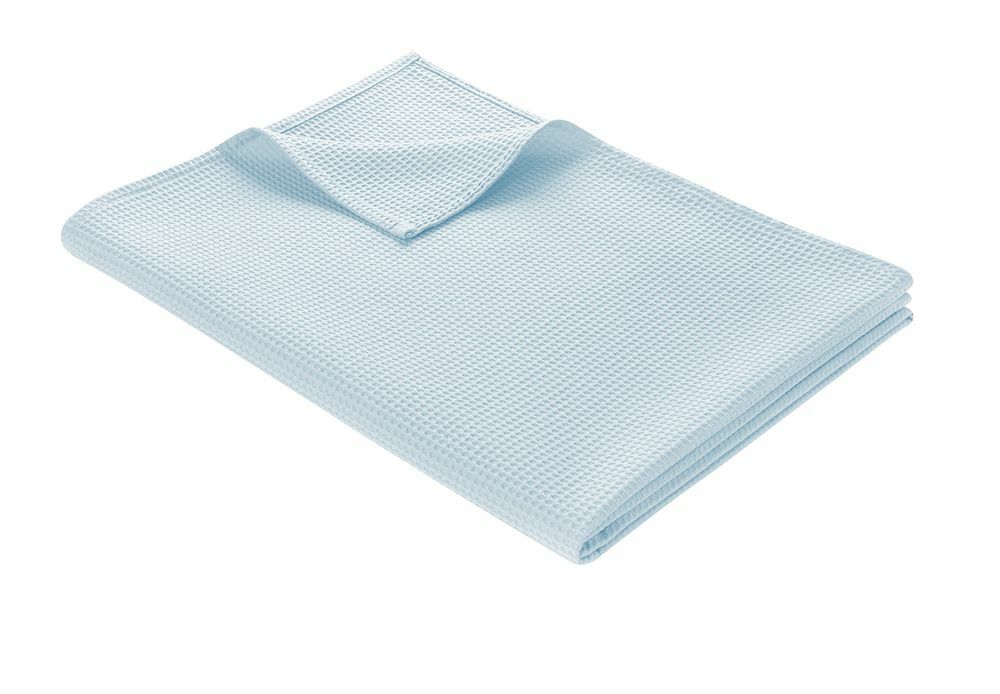 Leichte Decke aus Waffelpiqué 100% Baumwolle Hellblau Single 0