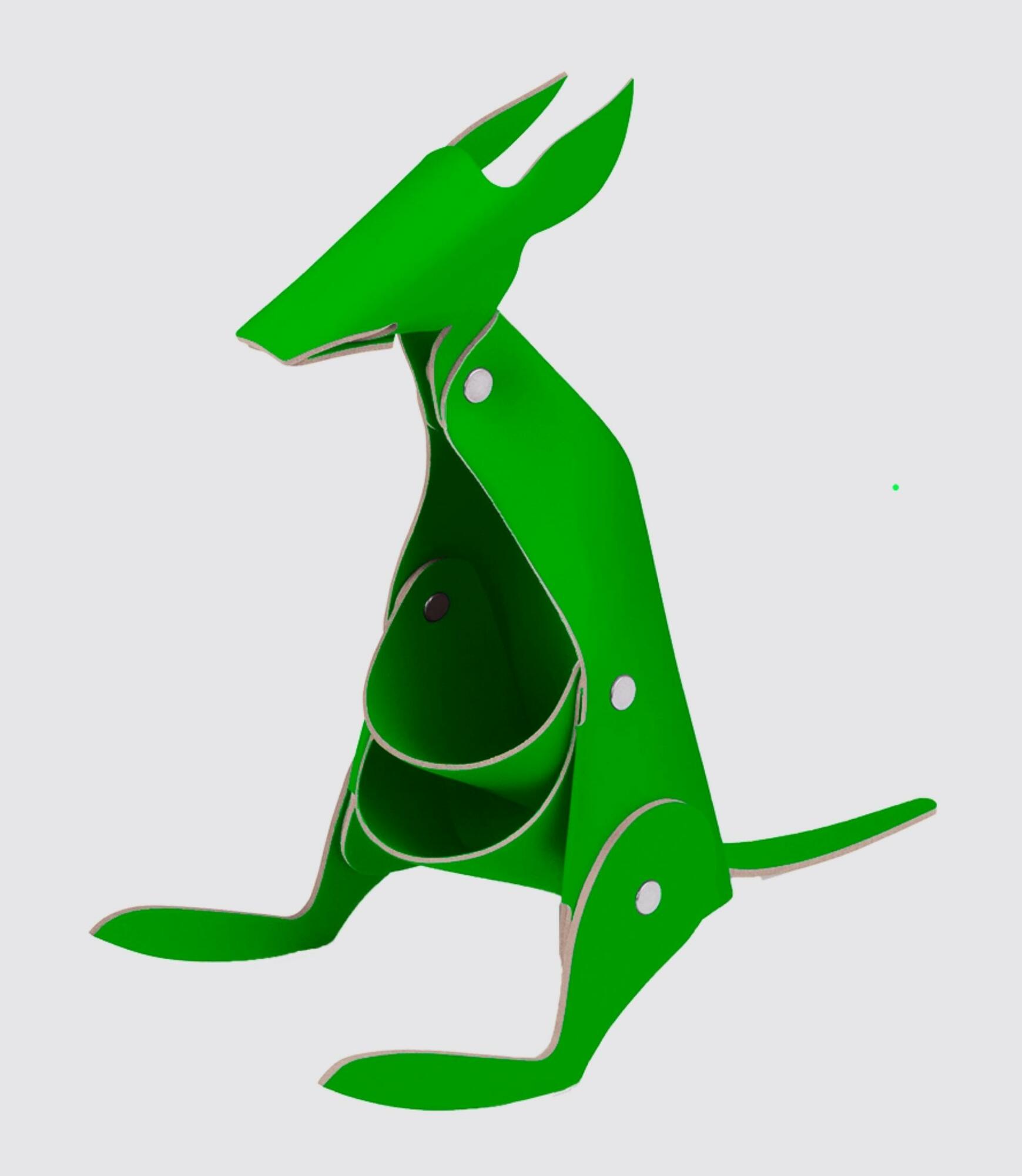 Känguru Schreibtischhelfer aus 100% Recyceltem Leder Grün 2