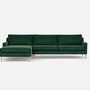 Astha 3-Sitzer Sofa Récamiere Links Velour Lux Dark Green 0