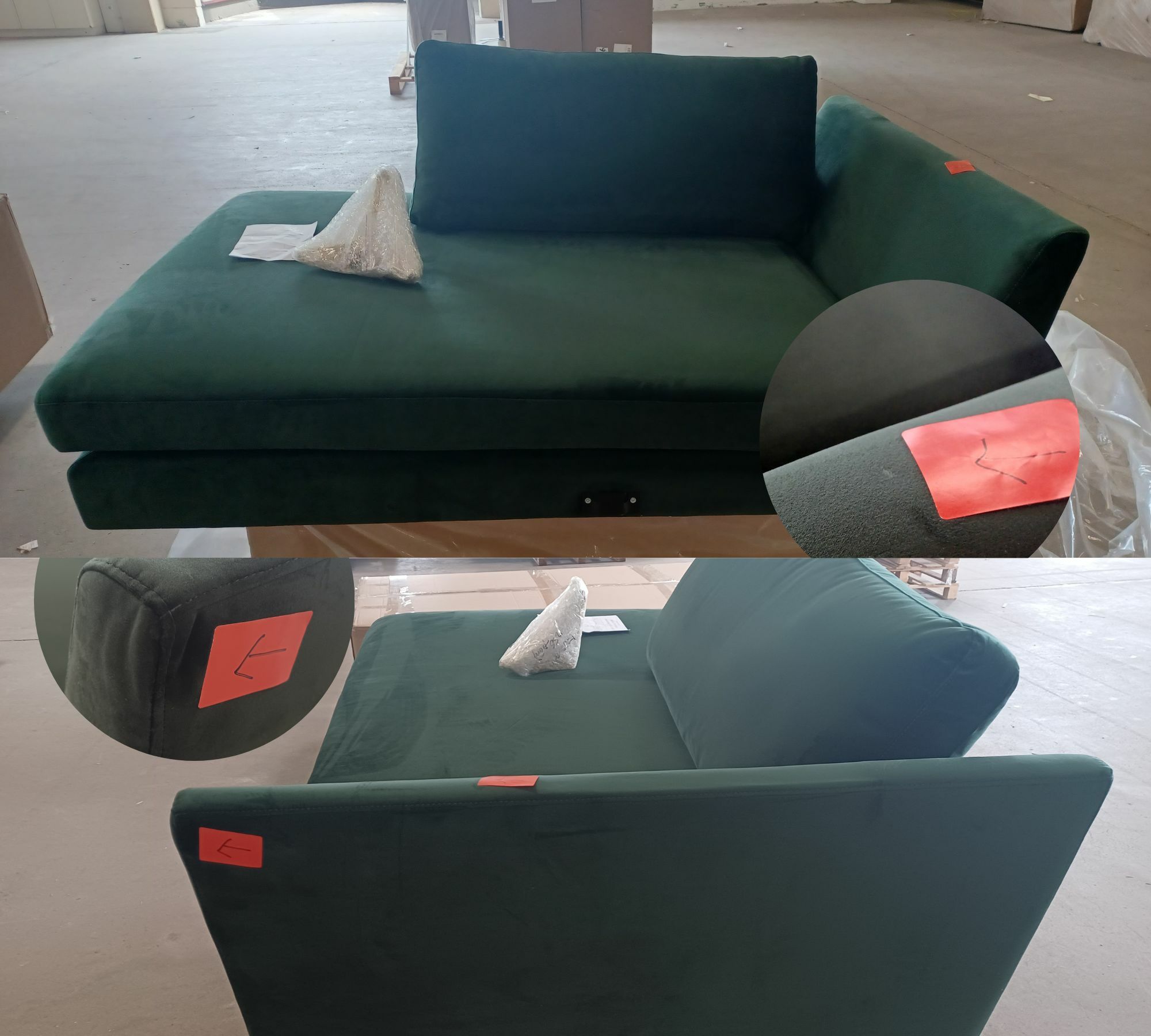 Astha 3-Sitzer Sofa Récamiere Links Velour Lux Dark Green 6