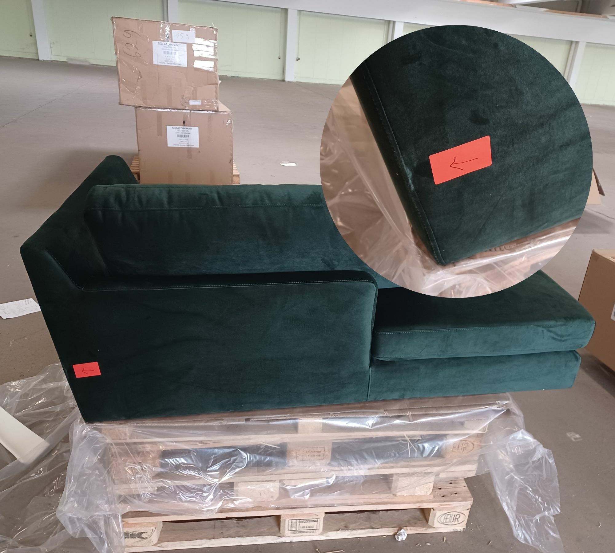 Astha 3-Sitzer Sofa Récamiere Links Velour Lux Dark Green 7