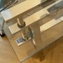 Industrial Sawhorse Schreibtisch aus Glas und Stahl 4