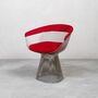 Knoll Platner Arm Chair aus Metall mit rotem Kissen 2