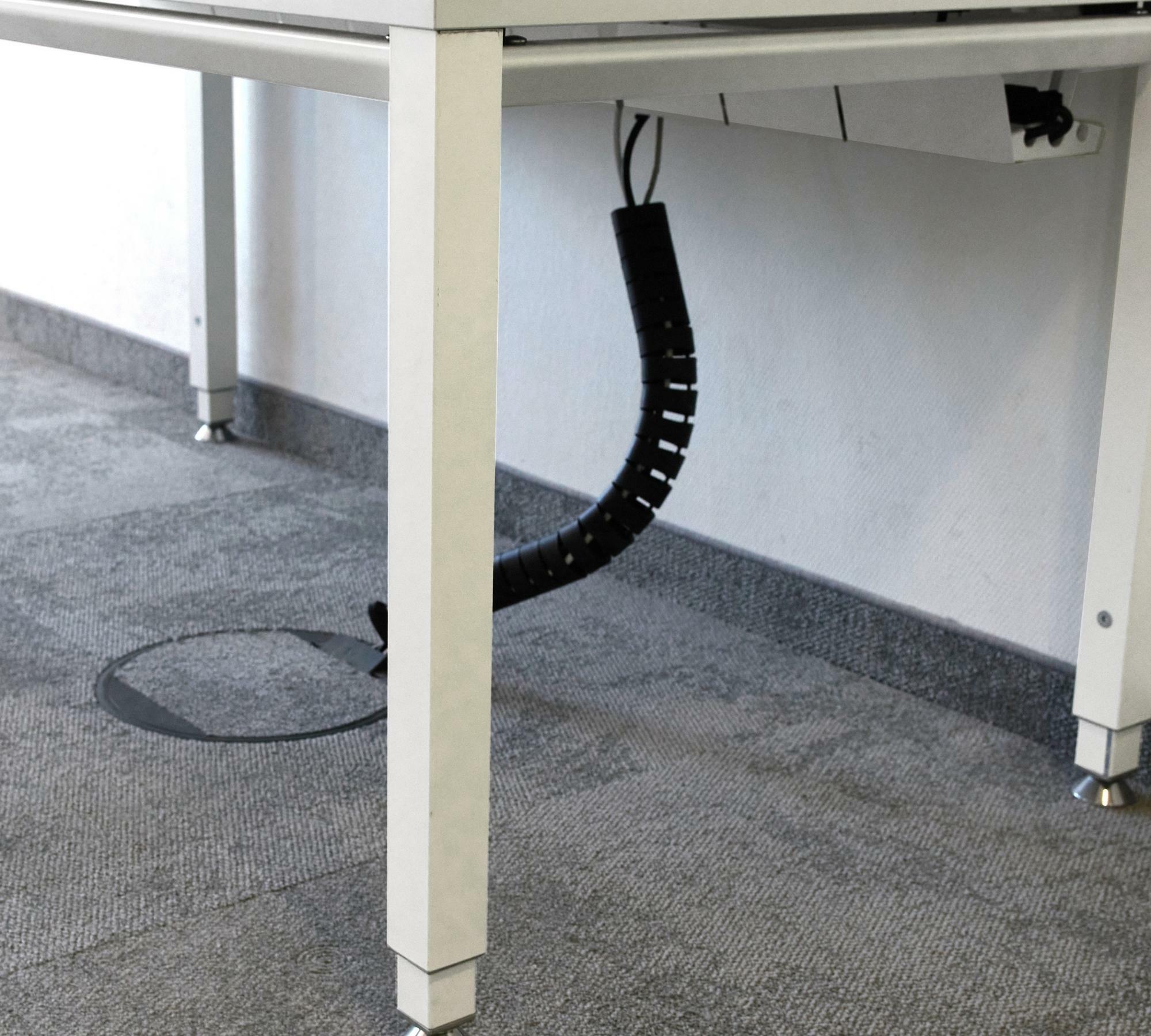 Schreibtisch Höhenverstellbar mit Kabellauf Weiß  1