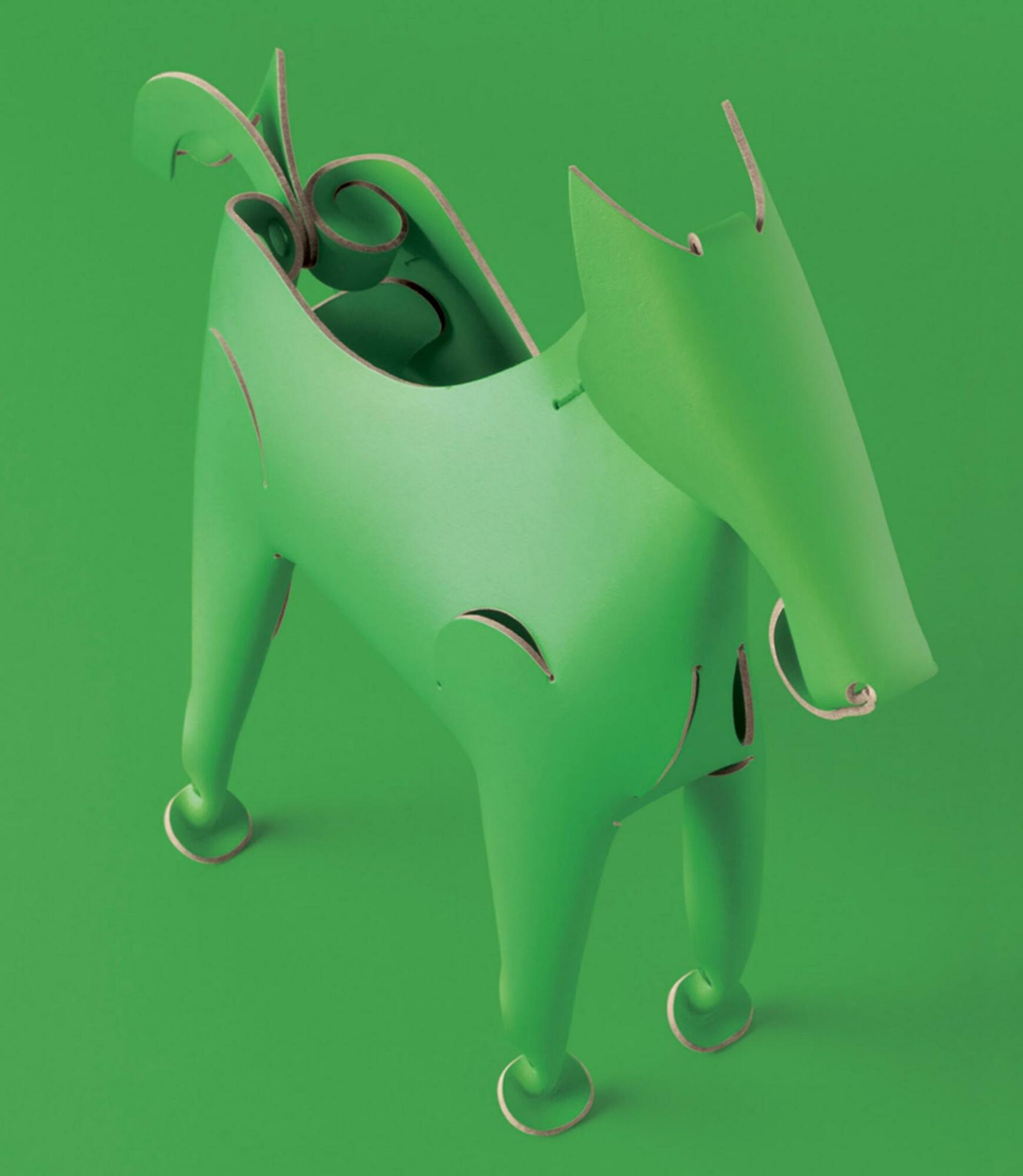 Pferd Schreibtischhelfer aus 100% Recyceltem Leder Grün 0