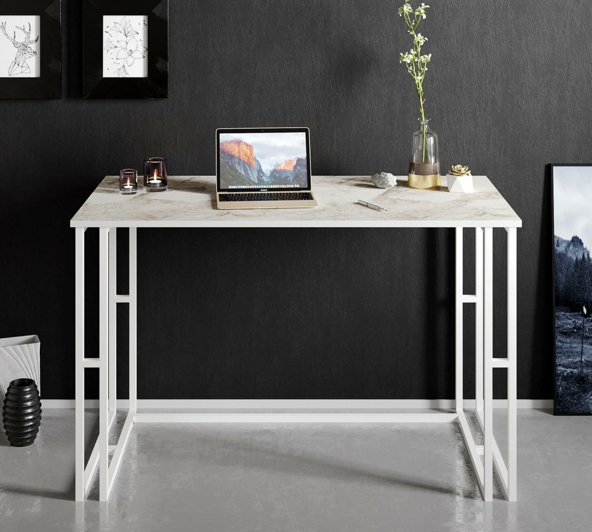 Schreibtisch Marmor Dekor Weiß 0