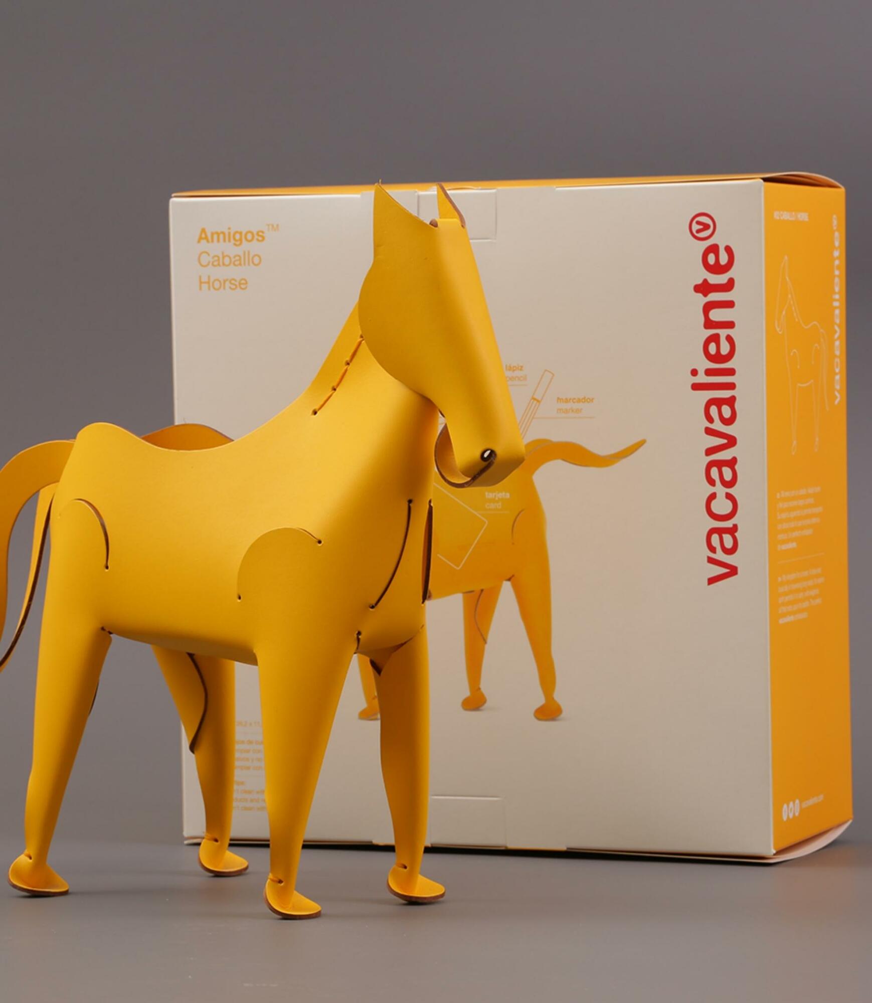 Pferd Schreibtischhelfer aus 100% Recyceltem Leder Gelb 3