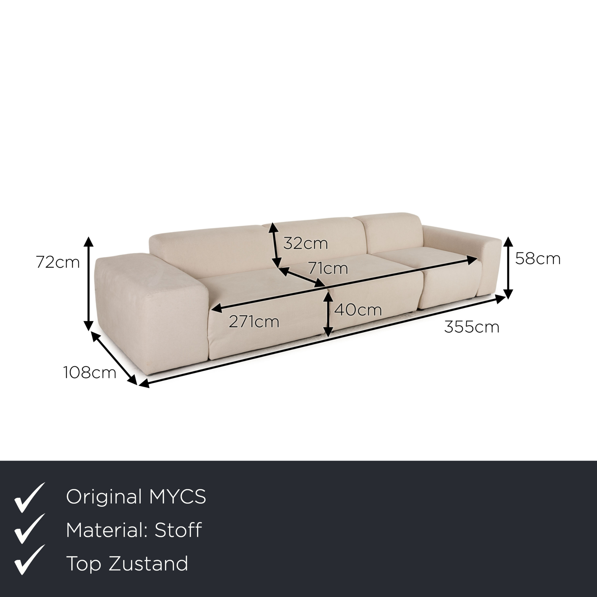 Pyllow Sofa 3-Sitzer Beige 1
